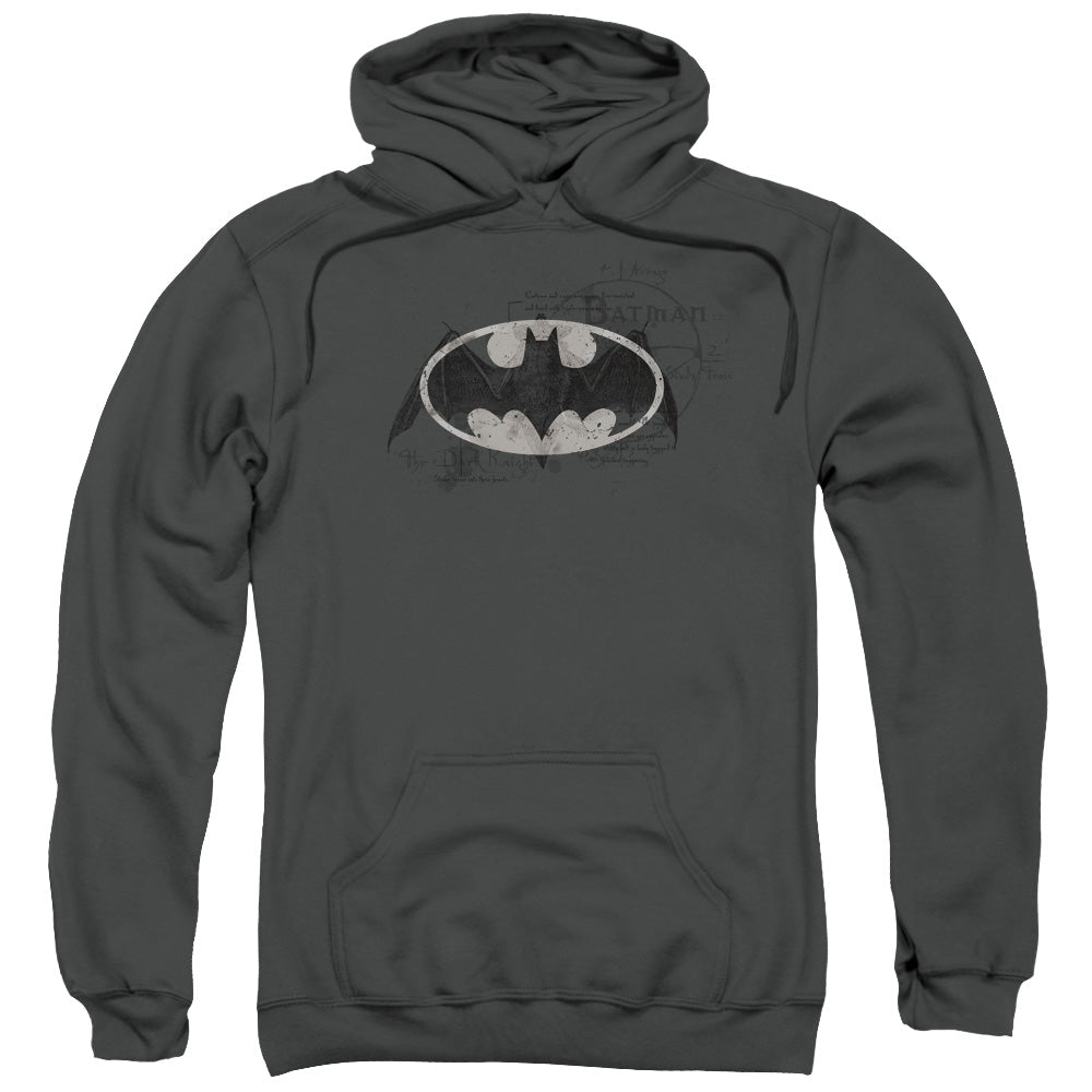 Batman Arcane Bat Logo Mens Hoodie Charcoal Officially Licensed