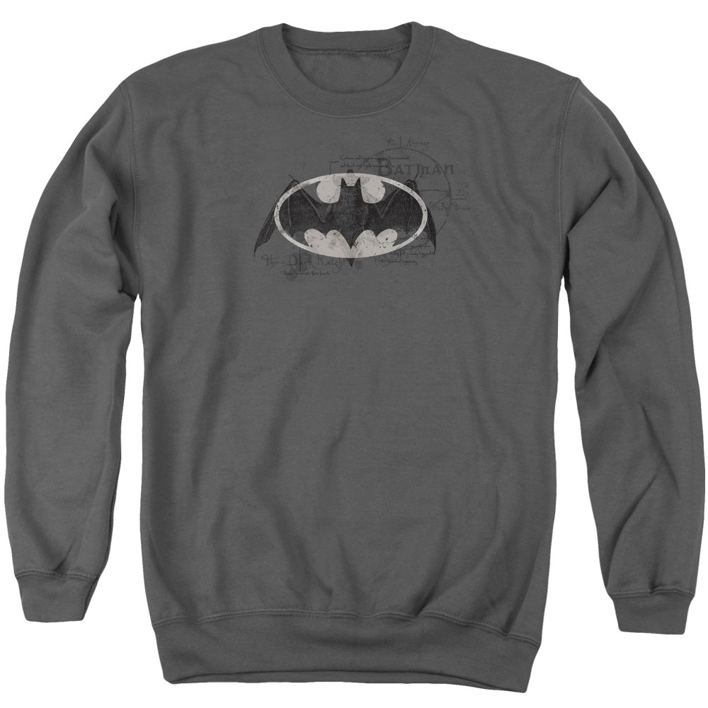 Batman Arcane Bat Logo Mens Crewneck Sweatshirt Charcoal