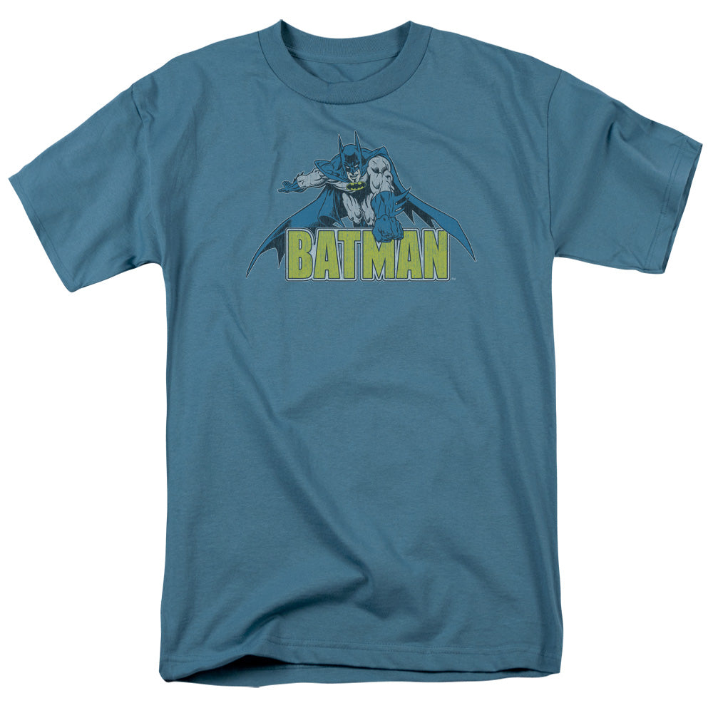 Batman Retro Distressed Mens T Shirt Slate Officially Licensed