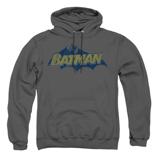 Batman Classic Comic Logo Mens Hoodie Charcoal Officially Licensed