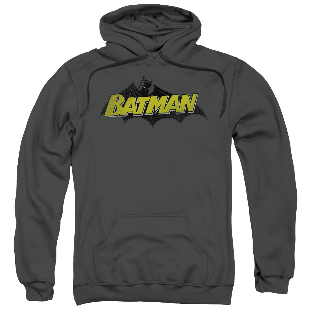 Batman Classic Comic Logo Mens Hoodie Charcoal Officially Licensed