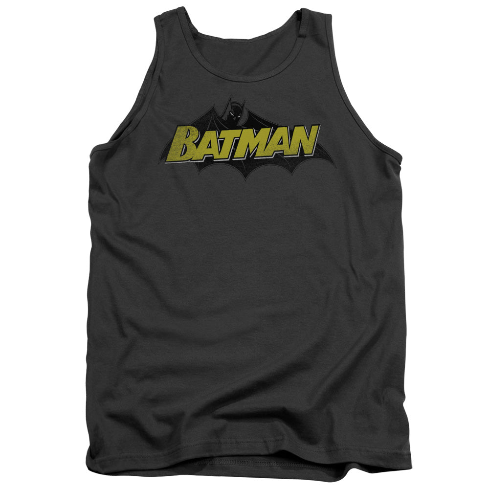 Batman Classic Comic Logo Mens Tank Top Shirt Charcoal Officially Licensed
