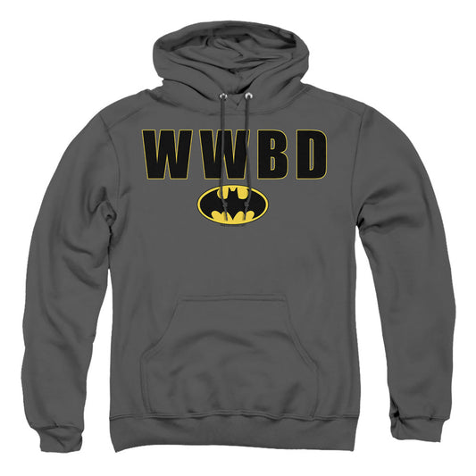 Batman Wwbd Logo Mens Hoodie Charcoal Officially Licensed