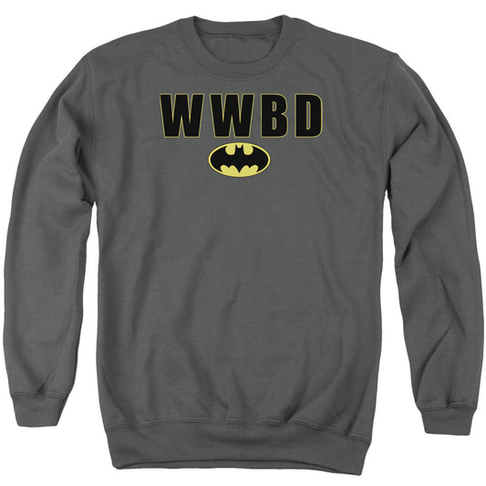 Batman Wwbd Logo Mens Crewneck Sweatshirt Charcoal