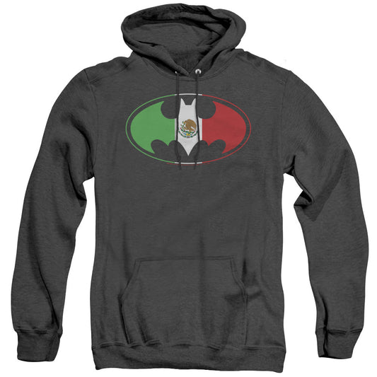 Batman Mexican Flag Shield Heather Mens Hoodie Black Officially Licensed