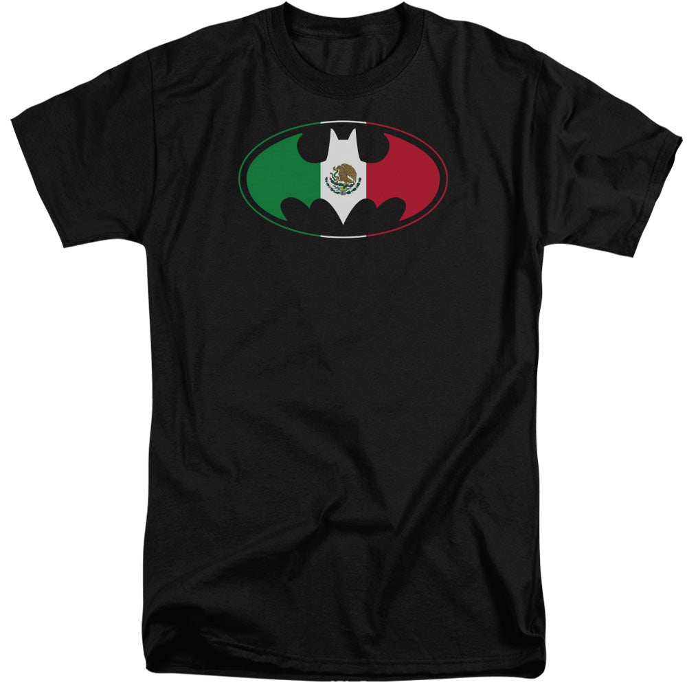 Batman Mexican Flag Shield Mens Tall T Shirt Black Officially Licensed