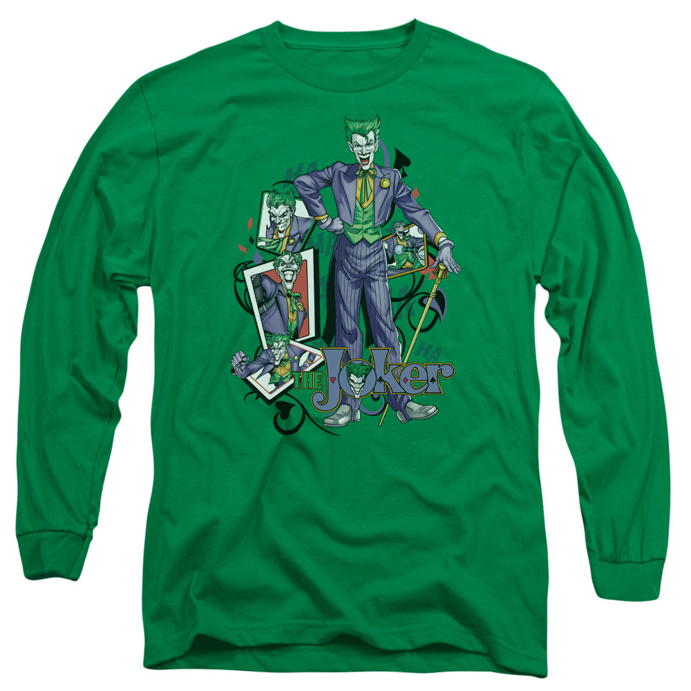 Batman Wild Cards Mens Long Sleeve Shirt Kelly Green Officially Licensed