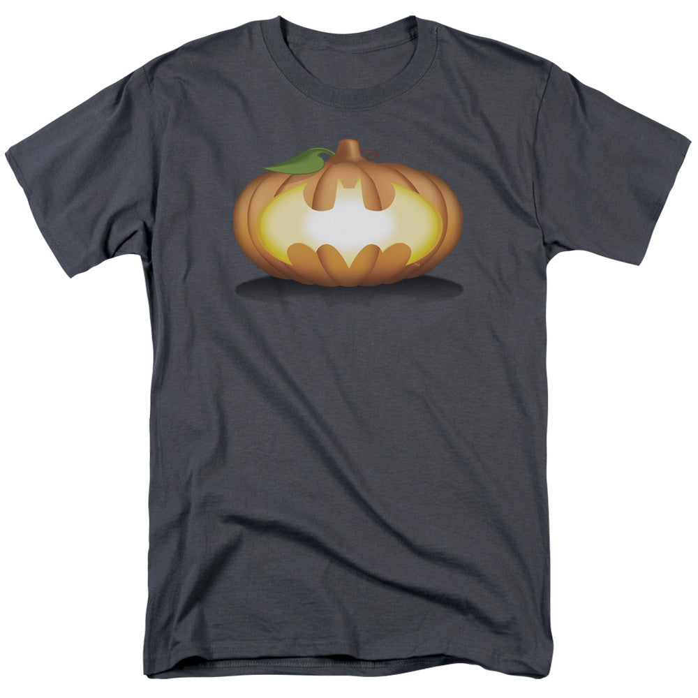 Batman Bat Pumpkin Logo Mens T Shirt Charcoal Officially Licensed