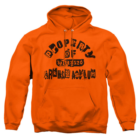 Batman Property Of Arkham Mens Hoodie Orange Officially Licensed