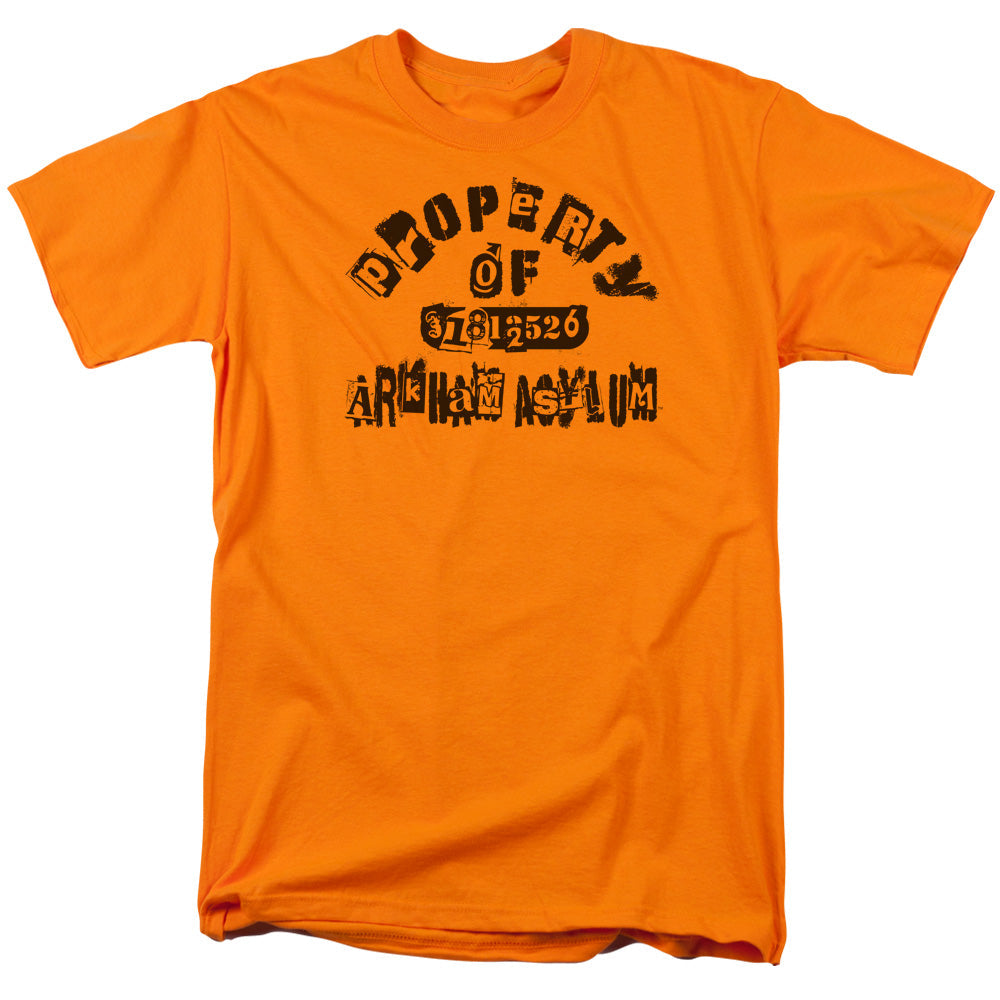 Batman Property Of Arkham Mens T Shirt Orange Officially Licensed