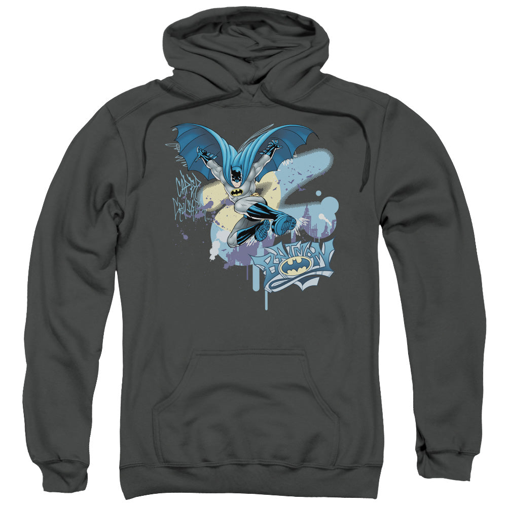 Batman Into The Night Mens Hoodie Charcoal Officially Licensed