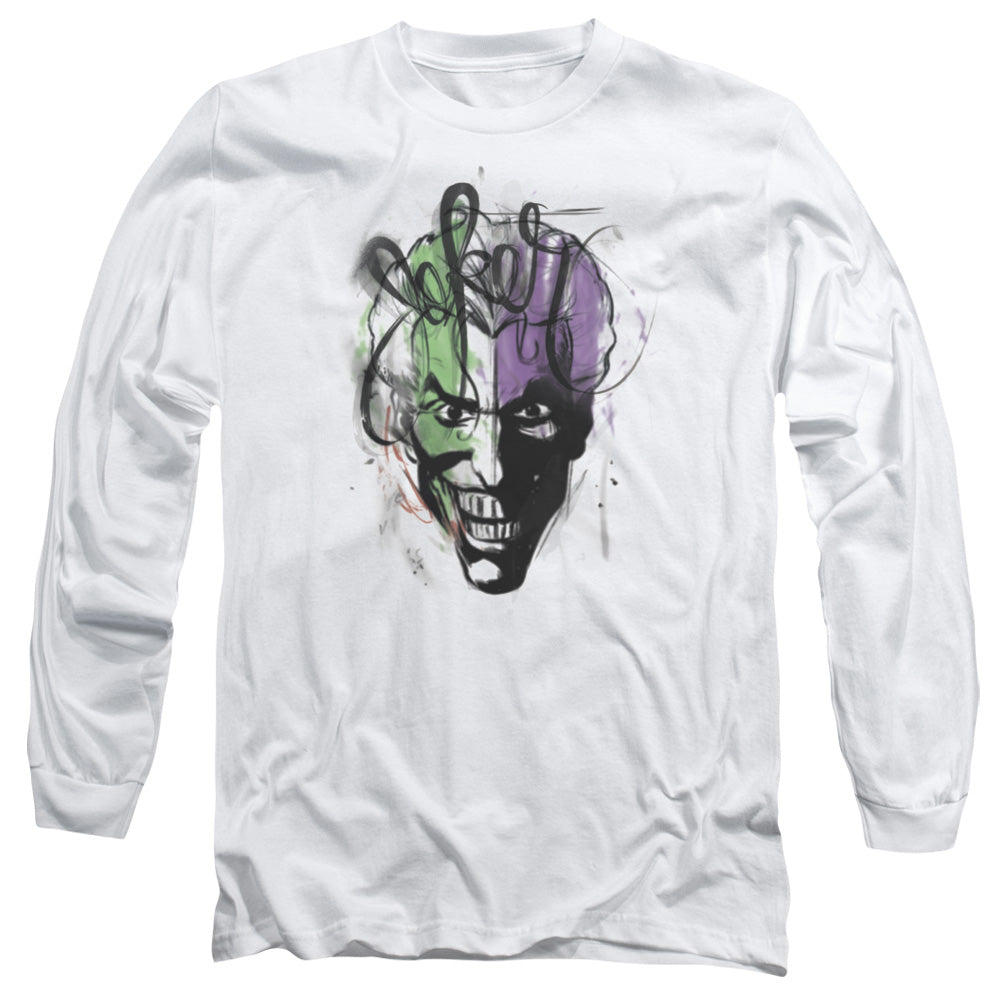 Batman Joker Airbrush Mens Long Sleeve Shirt White Officially Licensed