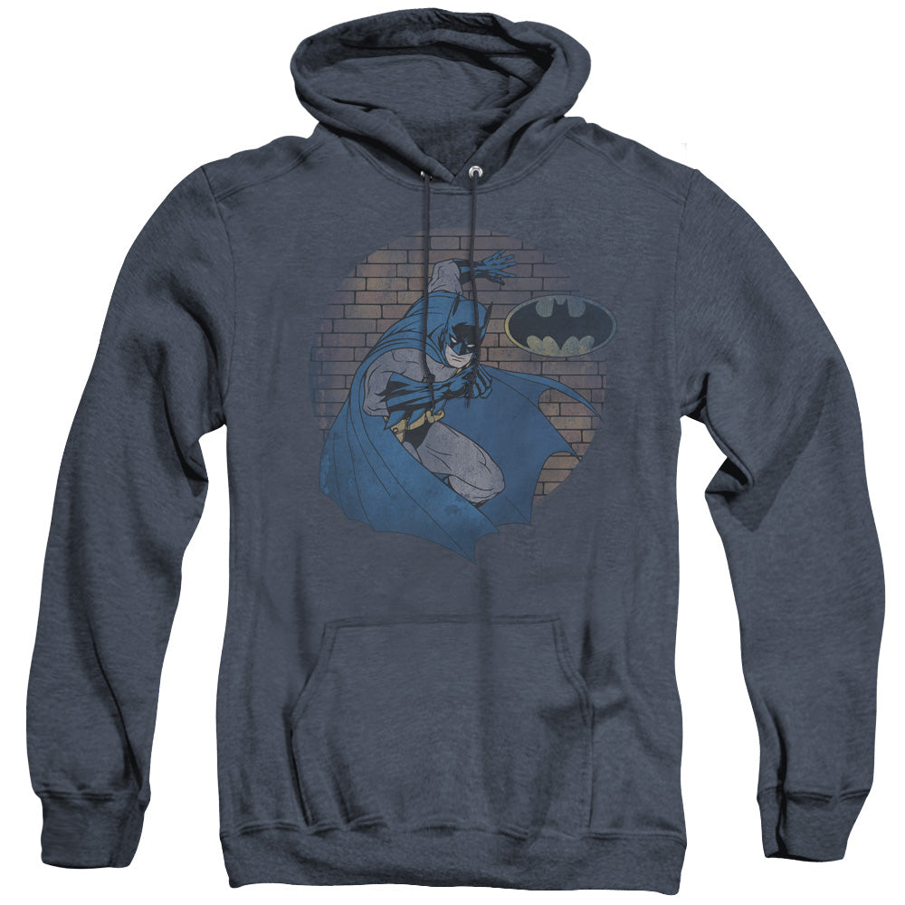Batman In The Spotlight Heather Mens Hoodie Navy Officially Licensed