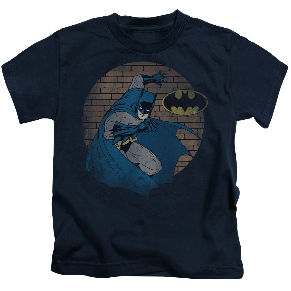 Batman In The Spotlight Juvenile Kids Youth T Shirt Navy Blue Officially Licensed
