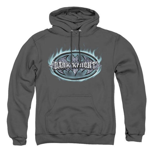 Batman Dark Knight Steel Shield Mens Hoodie Charcoal Officially Licensed