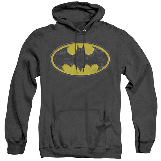 Batman Bats In Logo Heather Mens Hoodie Black Officially Licensed