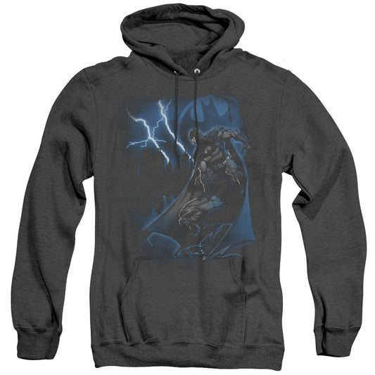 Batman Lightning Strikes Heather Mens Hoodie Black Officially Licensed