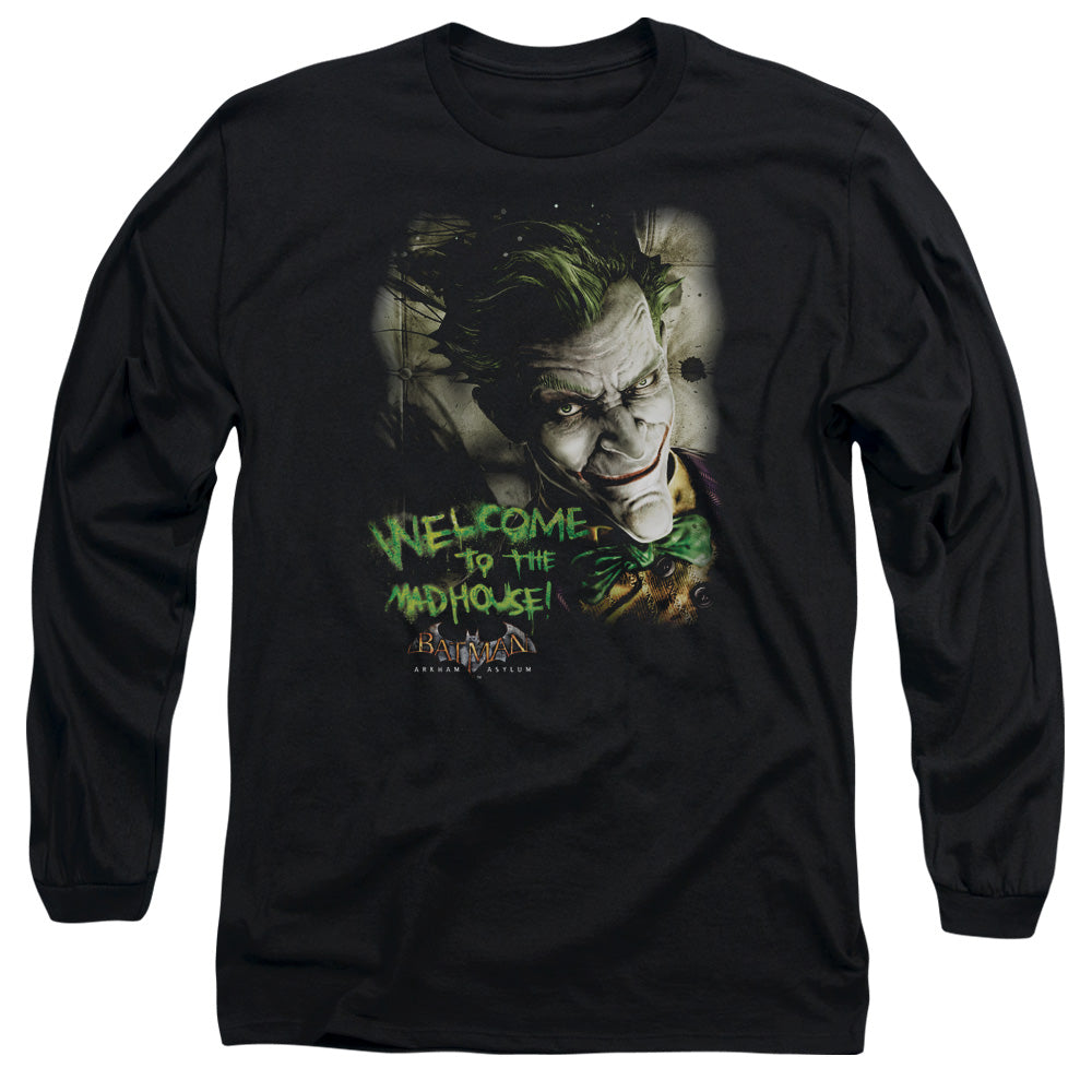 Batman Aa Welcome To The Madhouse Mens Long Sleeve Shirt Black Officially Licensed