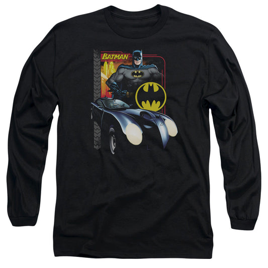 Batman Bat Racing Mens Long Sleeve Shirt Black Officially Licensed