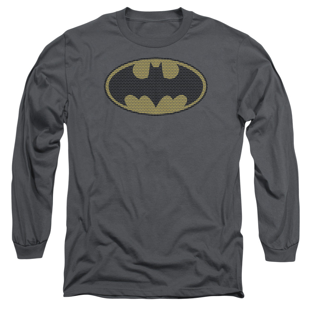 Batman Little Logos Mens Long Sleeve Shirt Charcoal Officially Licensed