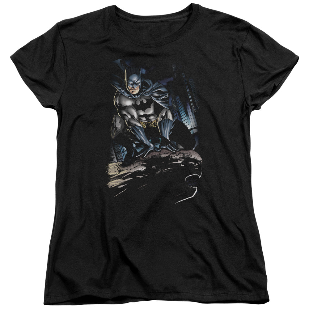 Batman Perched Womens T Shirt Black Officially Licensed