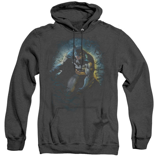 Batman Bat Cave Heather Mens Hoodie Black Officially Licensed