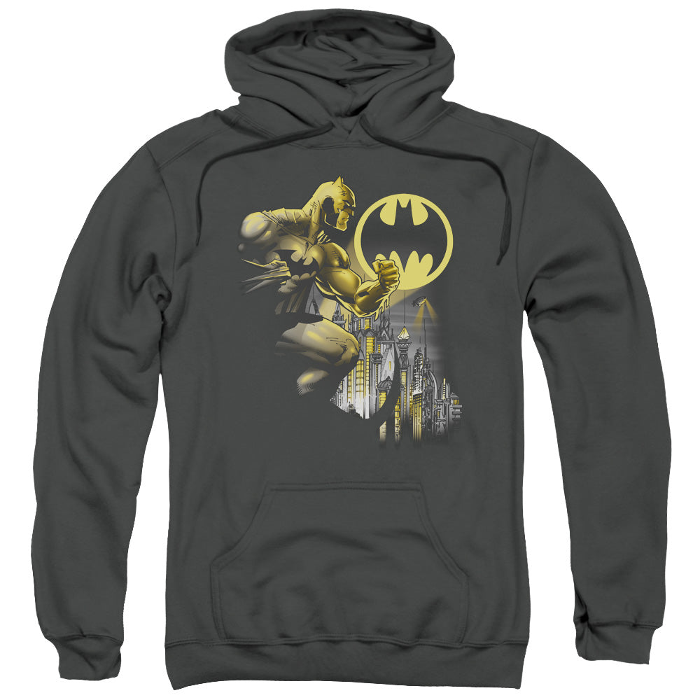 Batman Bat Signal Mens Hoodie Charcoal Officially Licensed