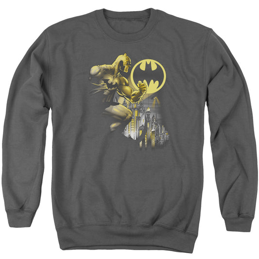 Batman Bat Signal Mens Crewneck Sweatshirt Charcoal
