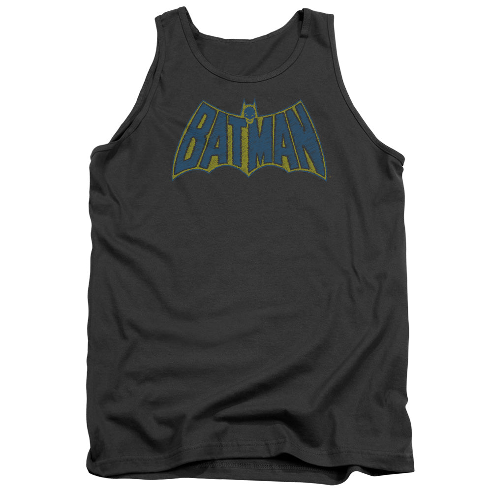 Batman Sketch Logo Mens Tank Top Shirt Charcoal Officially Licensed