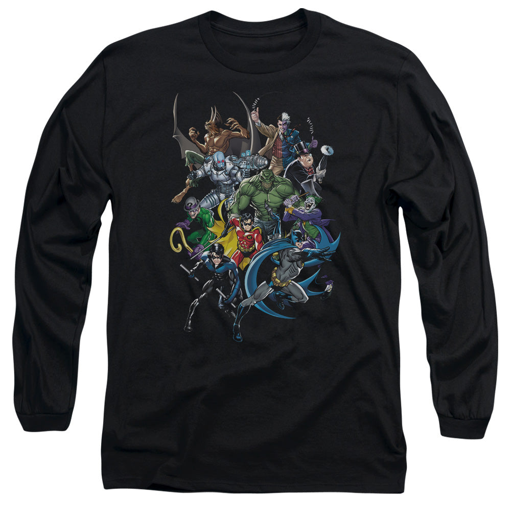 Batman Saints And Psychos Mens Long Sleeve Shirt Black Officially Licensed