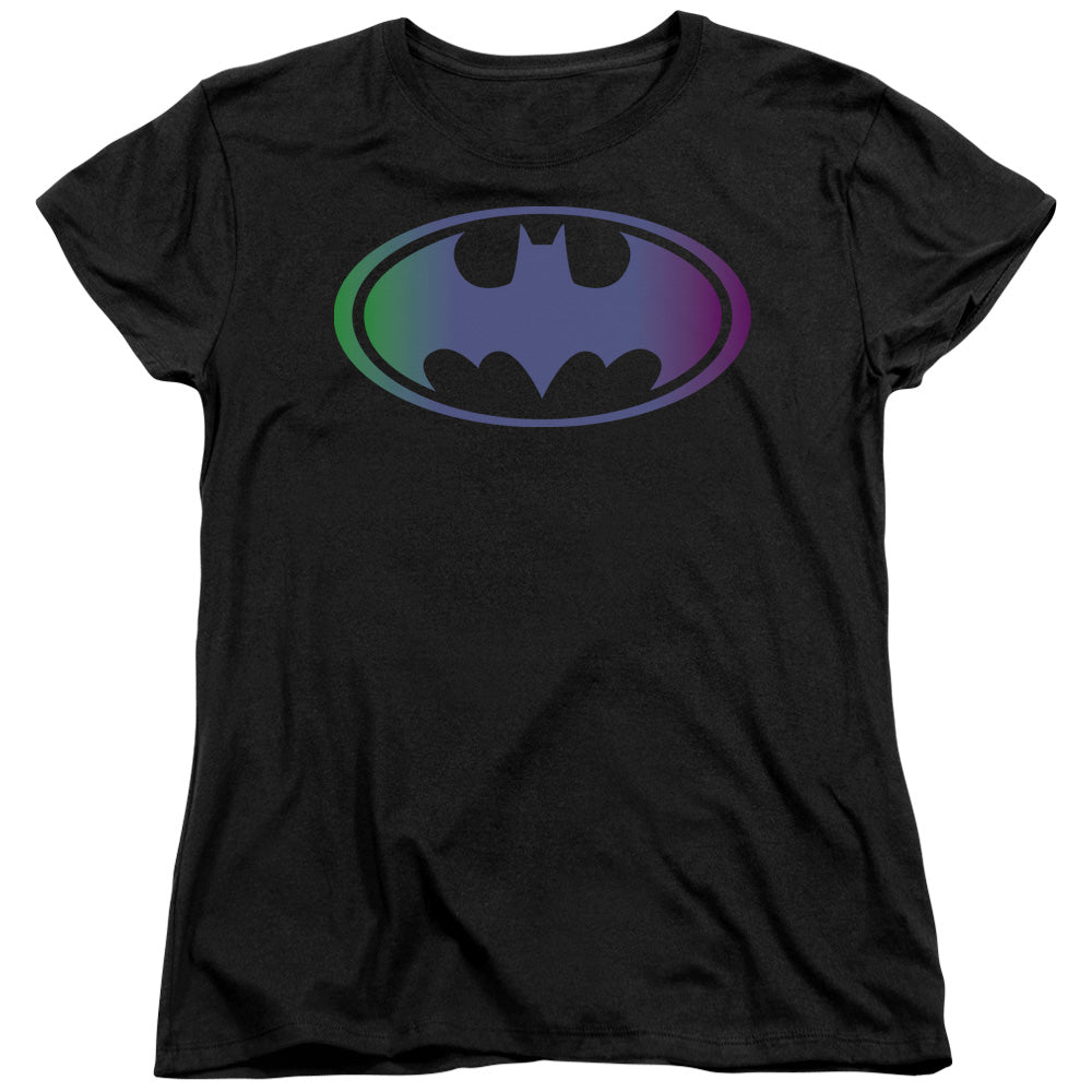 Batman Gradient Bat Logo Womens T Shirt Black Officially Licensed