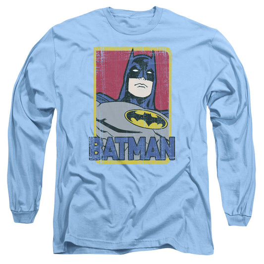 Batman Primary Mens Long Sleeve Shirt Carolina Blue Officially Licensed