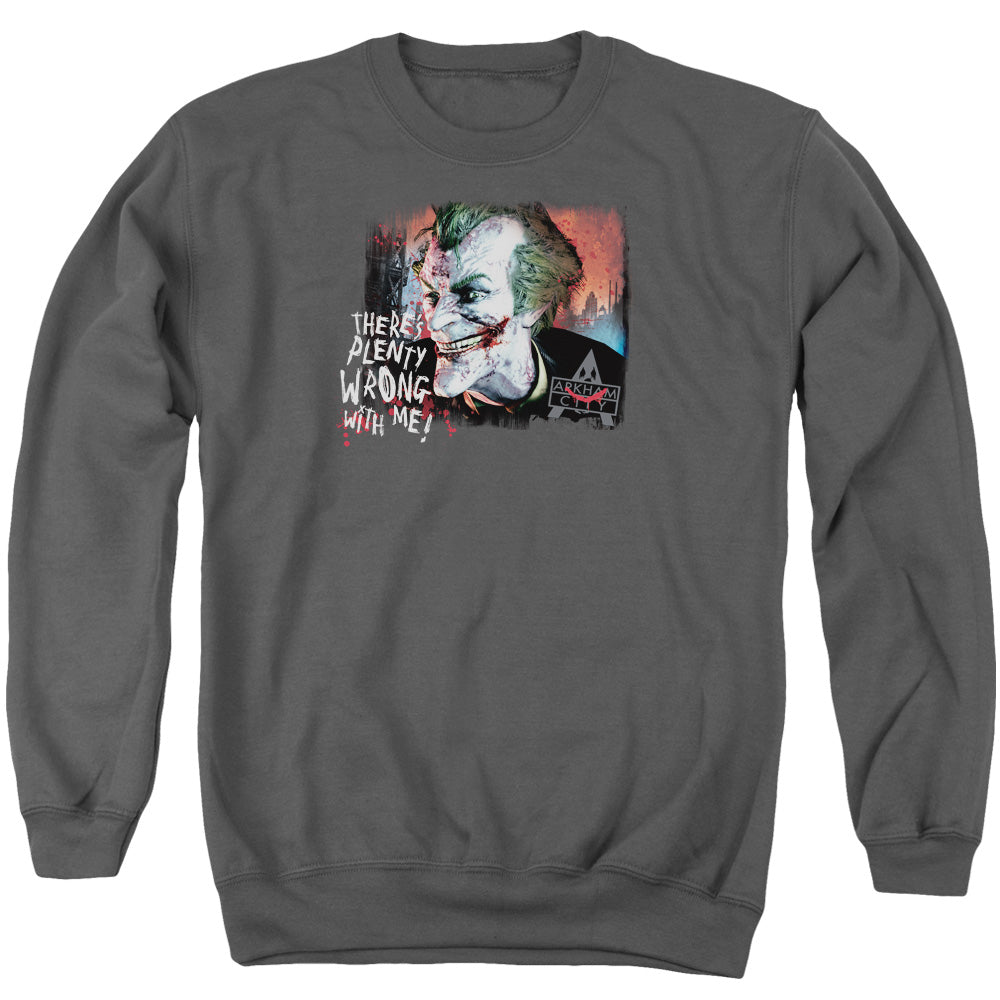 Arkham City Plenty Wrong Mens Crewneck Sweatshirt Charcoal