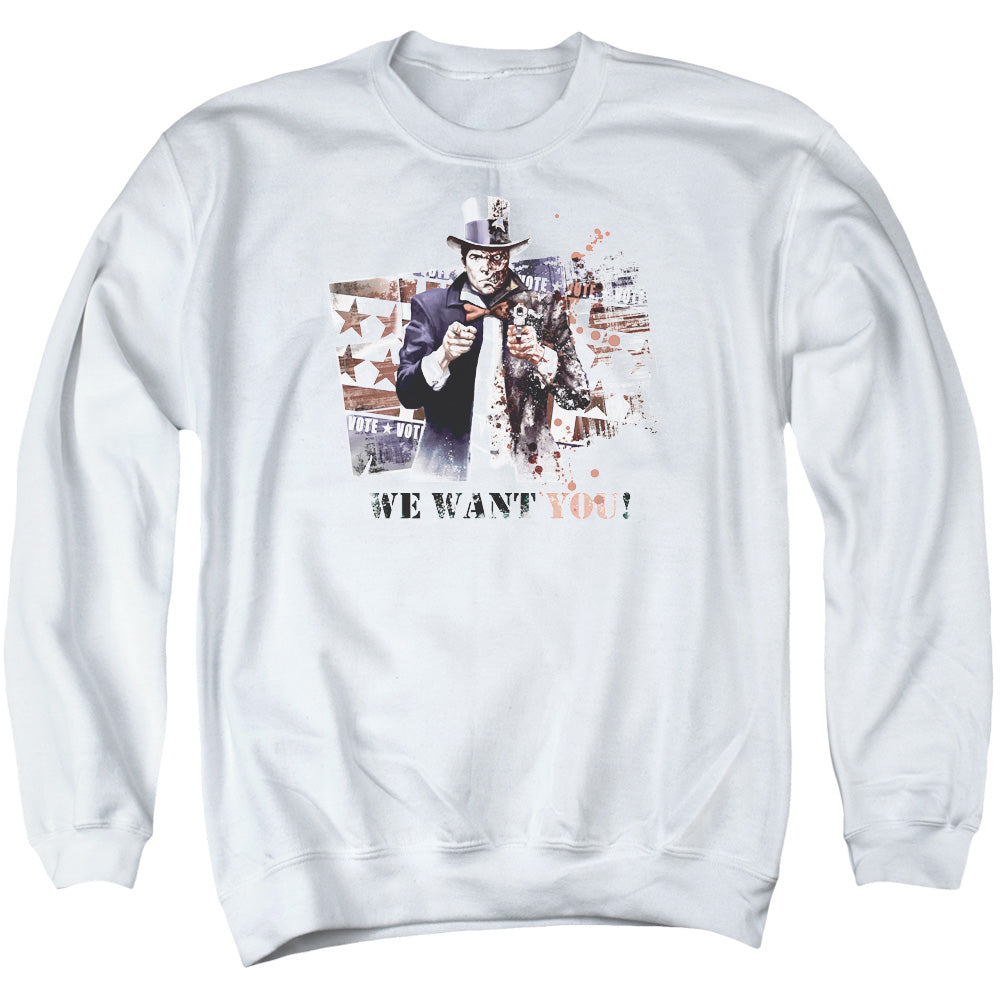 Arkham City We Want You Mens Crewneck Sweatshirt White