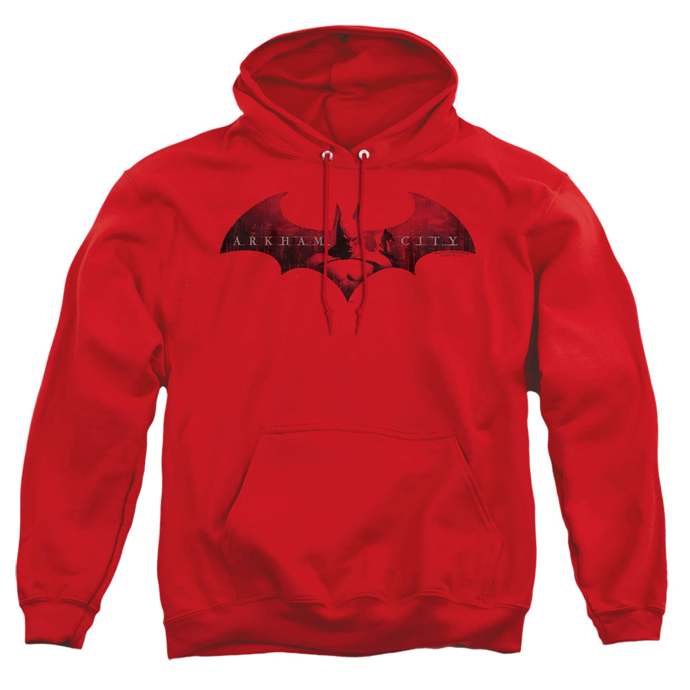 Arkham City In The City Mens Hoodie Red Officially Licensed