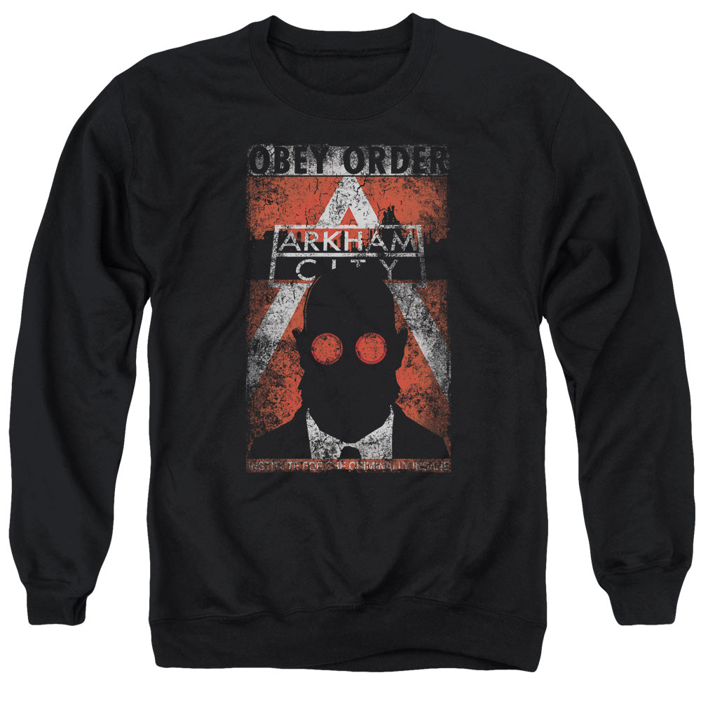 Arkham City Obey Order Poster Mens Crewneck Sweatshirt Black