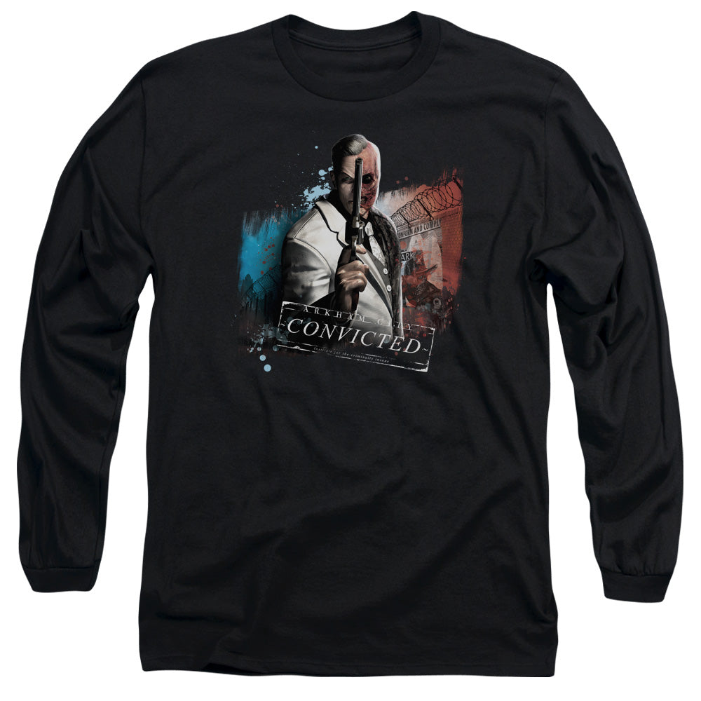 Arkham City Two Face Mens Long Sleeve Shirt Black Officially Licensed