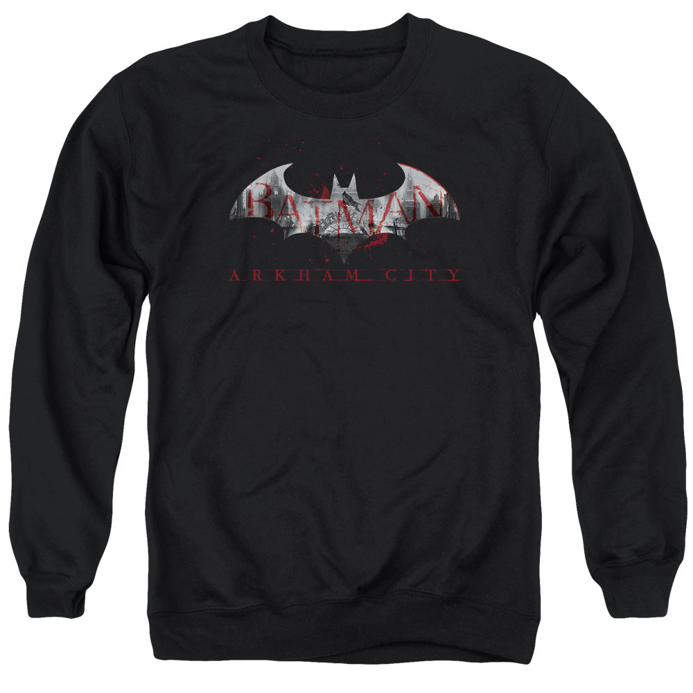 Arkham City Bat Fill Mens Crewneck Sweatshirt Black