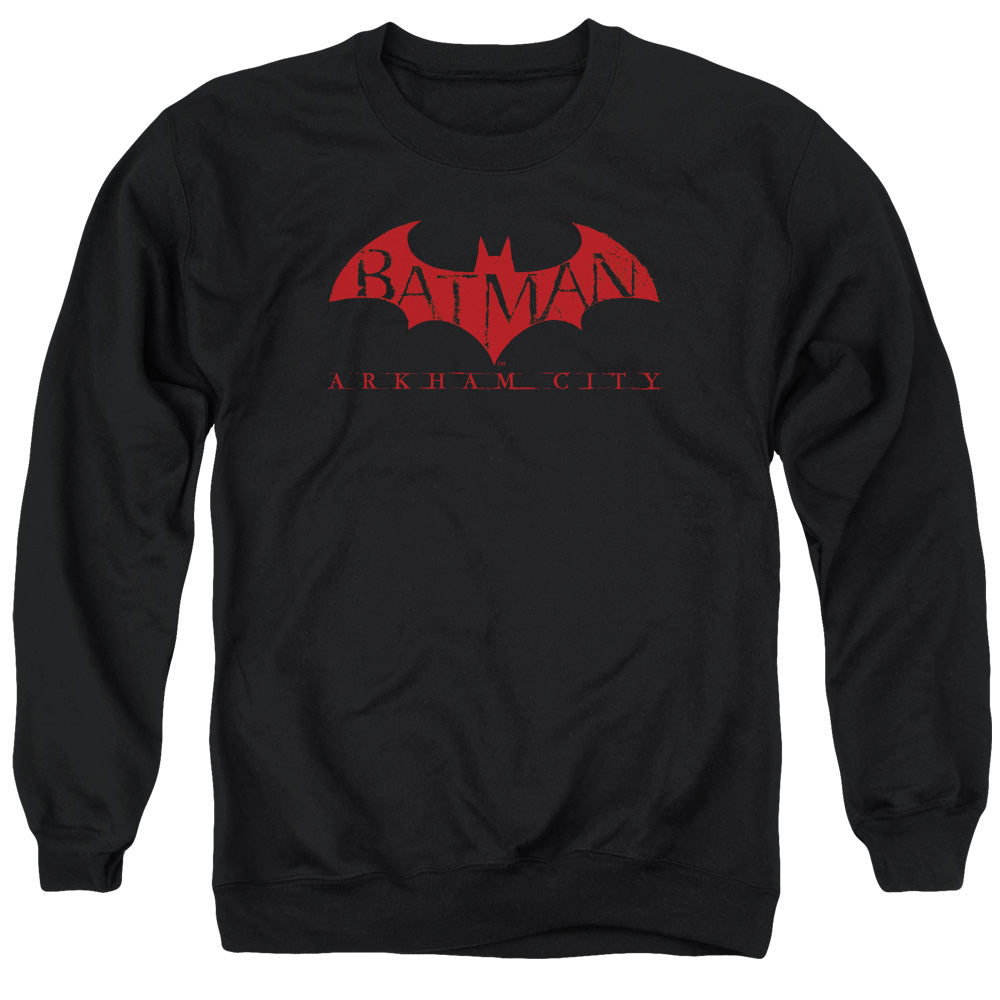 Arkham City Red Bat Mens Crewneck Sweatshirt Black