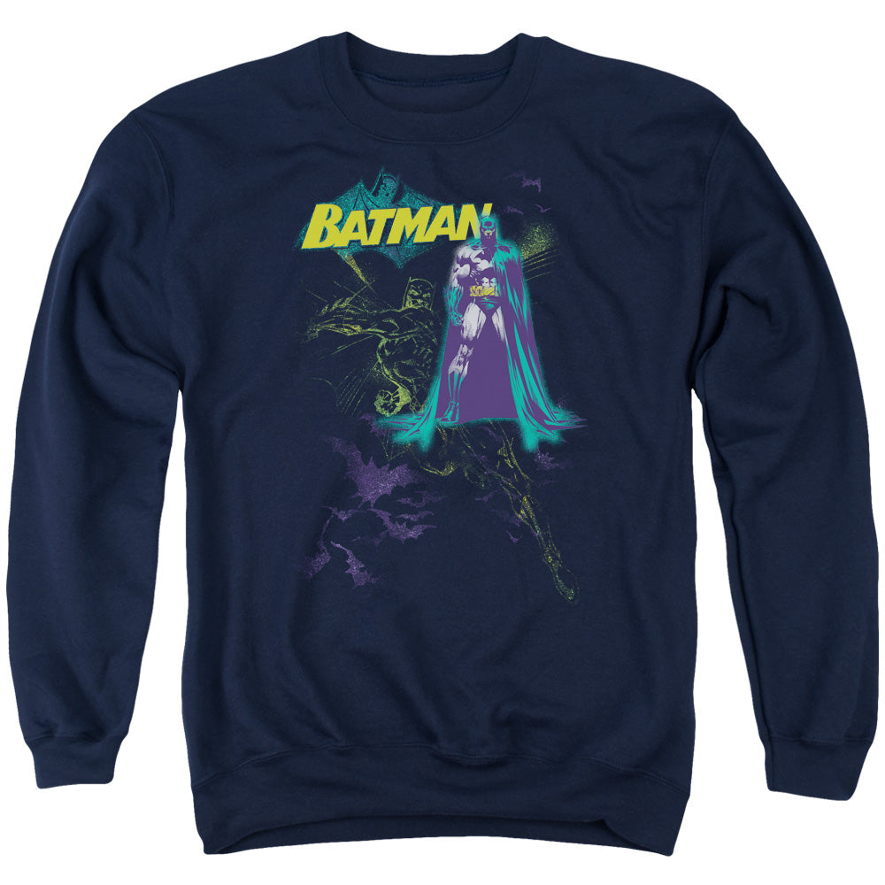 Batman Bat Spray Mens Crewneck Sweatshirt Navy Blue Officially Licensed