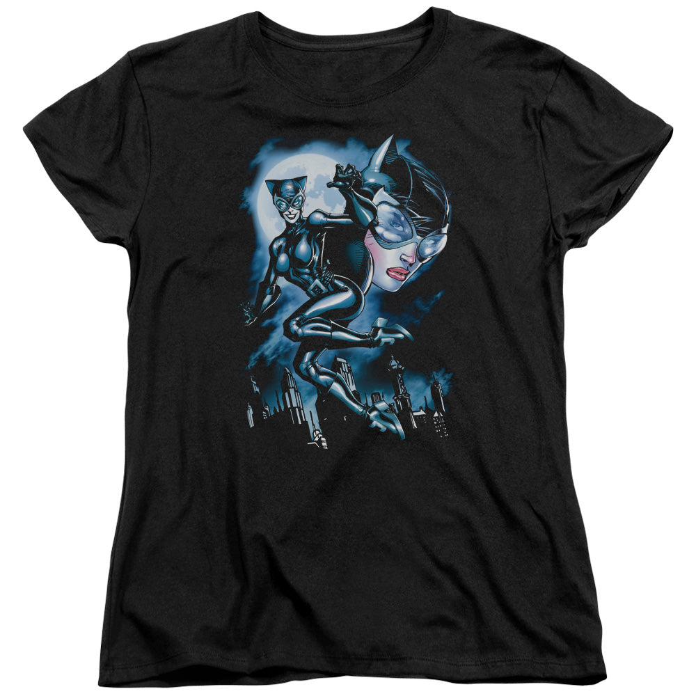 Batman Moonlight Cat Womens T Shirt Black Officially Licensed