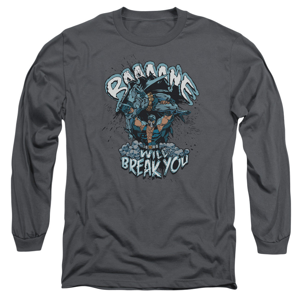 Batman Bane Will Break You Mens Long Sleeve Shirt Charcoal Officially Licensed