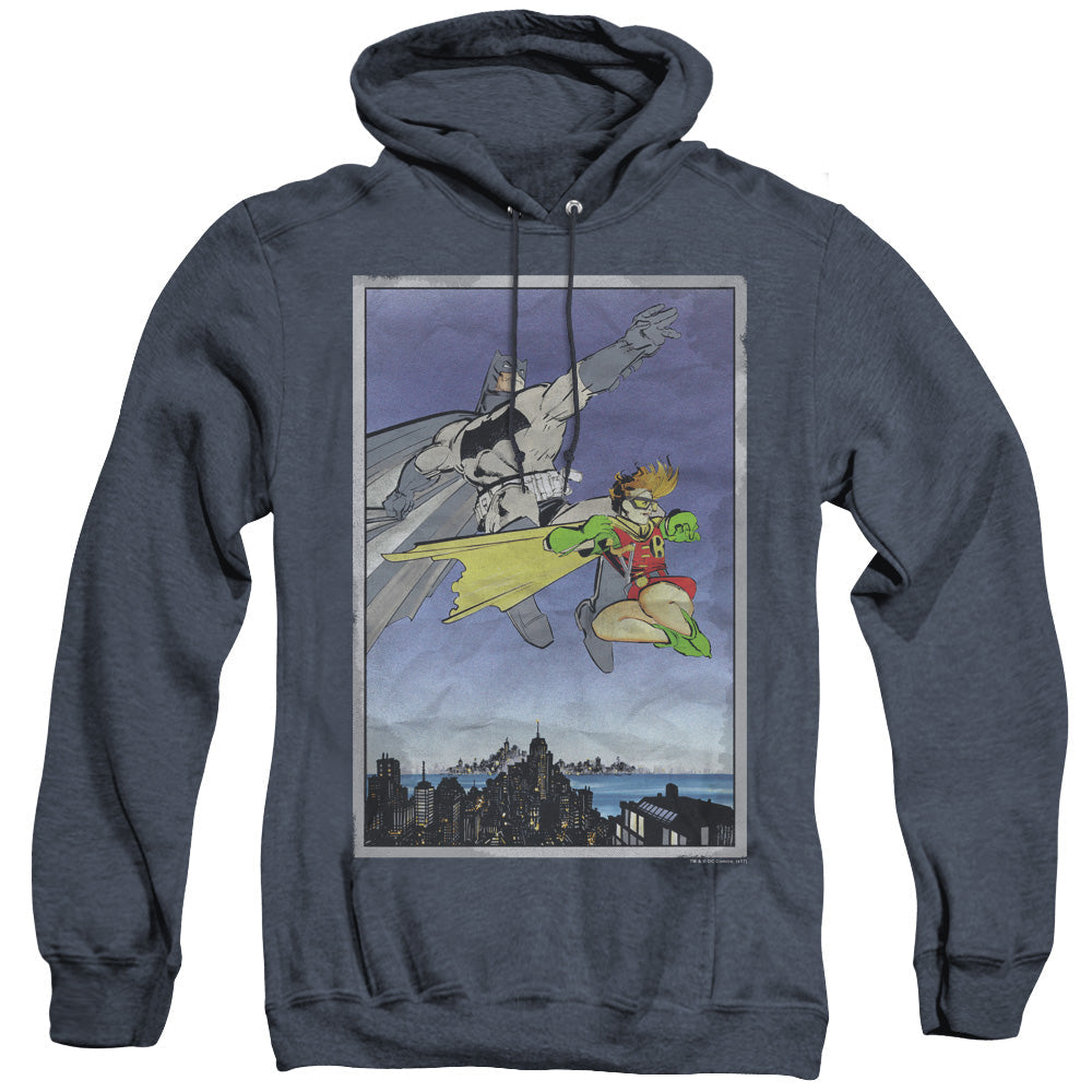Batman Dkr Duo Heather Mens Hoodie Navy Officially Licensed
