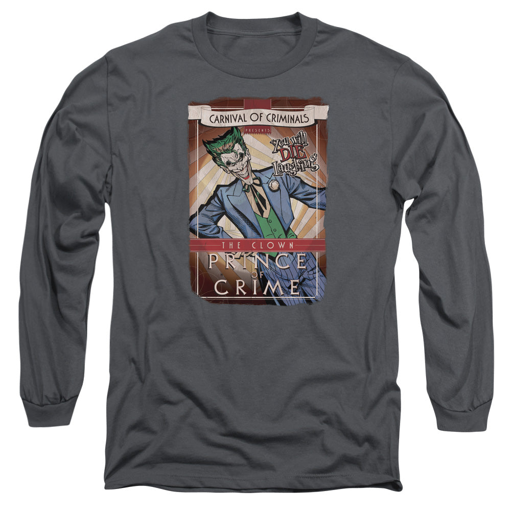 Batman Clown Prince Mens Long Sleeve Shirt Charcoal Officially Licensed