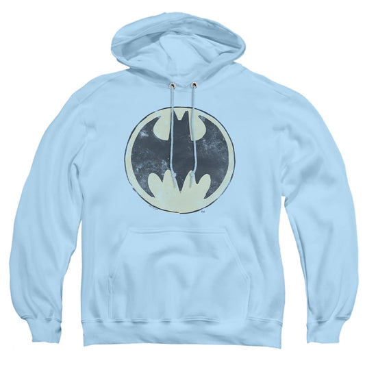 Batman Old Time Logo Mens Hoodie Light Blue Officially Licensed