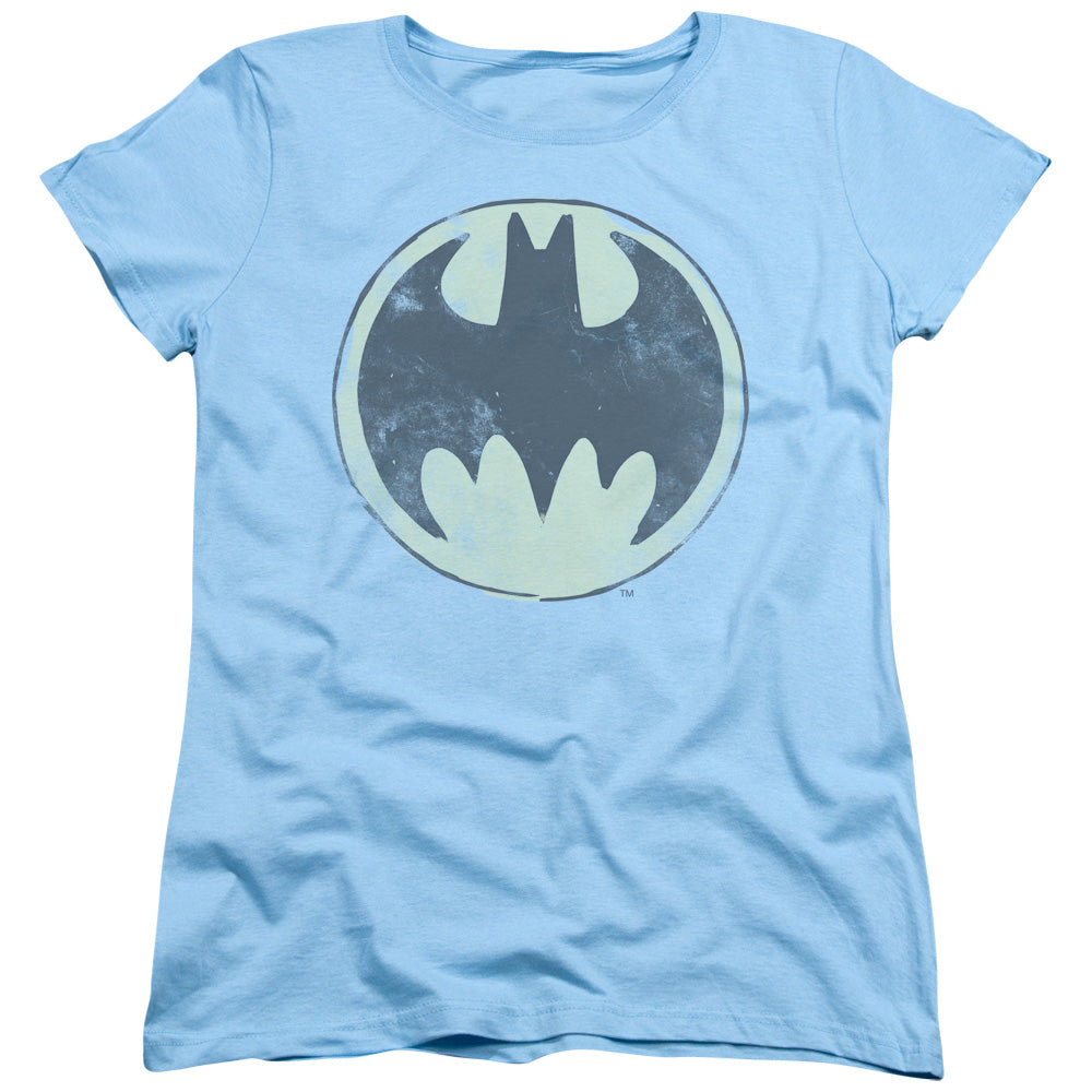 Batman Old Time Logo Womens T Shirt Light Blue Officially Licensed