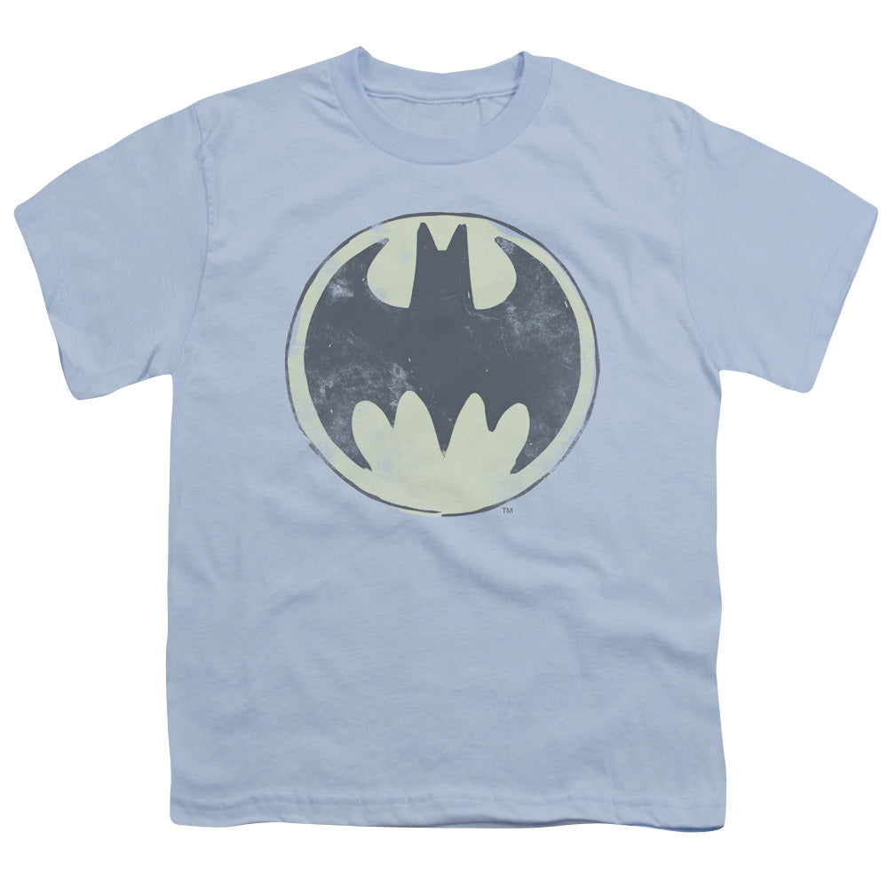 Batman Old Time Logo Kids Youth T Shirt Light Blue Officially Licensed