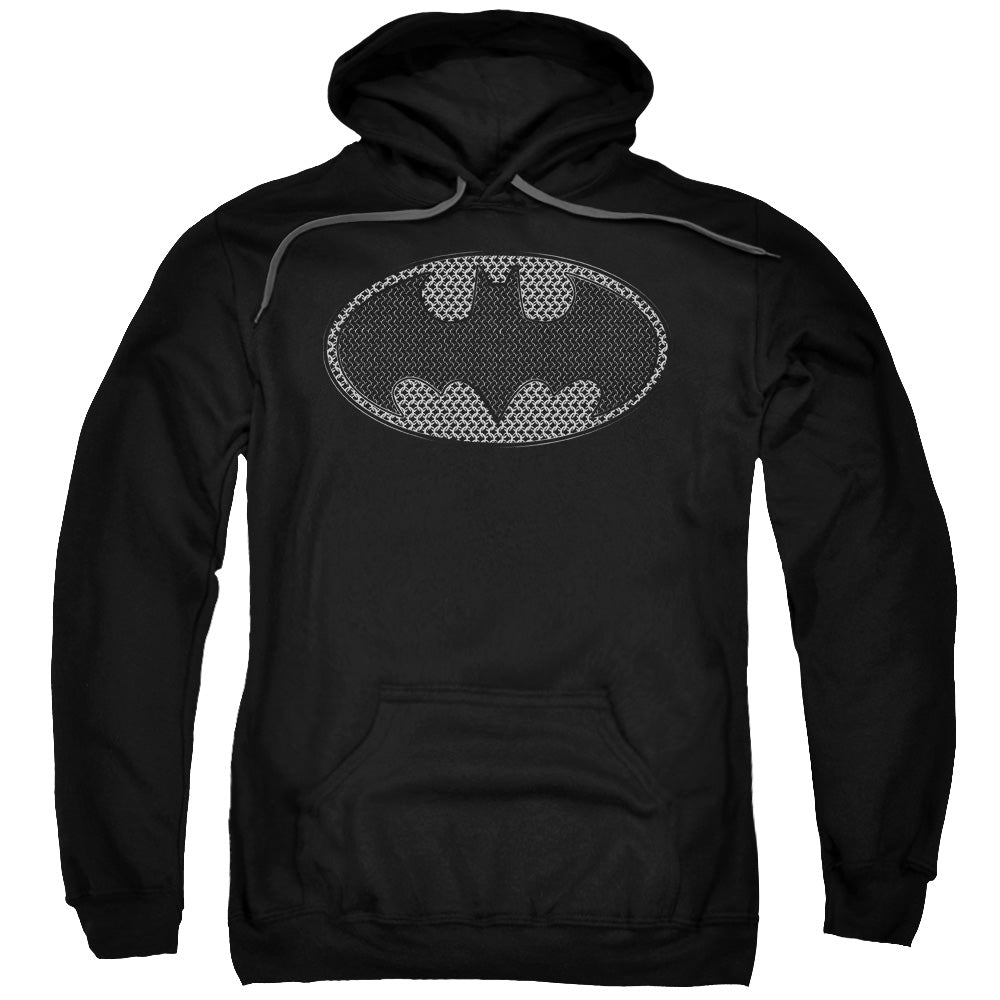 Batman Chainmail Shield Mens Hoodie Black Officially Licensed