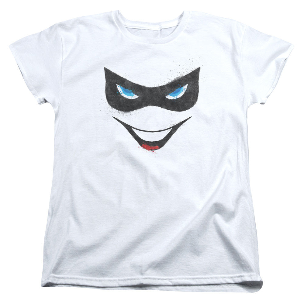 Batman Harley Face Womens T Shirt White Officially Licensed