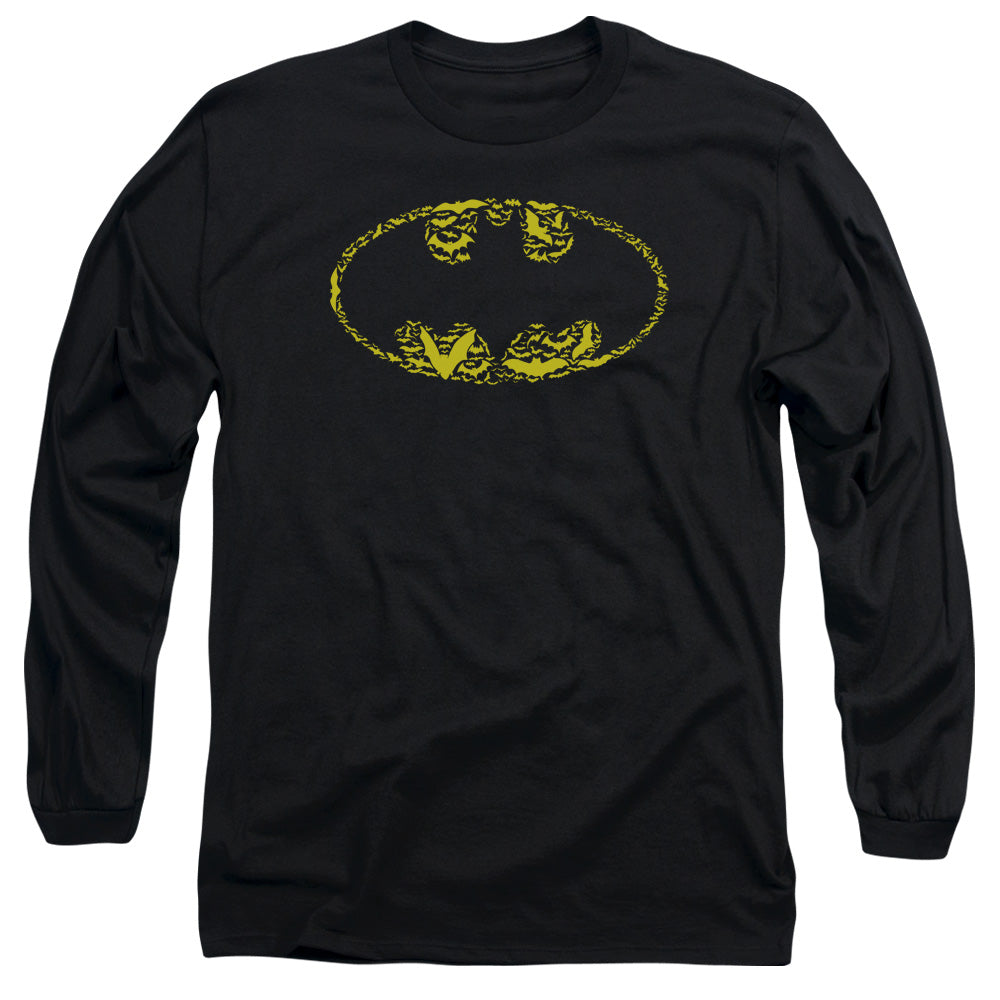 Batman Bats On Bats Mens Long Sleeve Shirt Black Officially Licensed